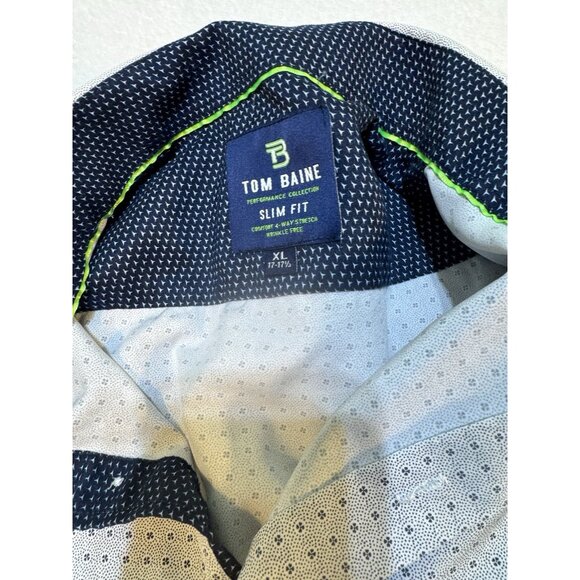 Tom Baine Performance Collection Shirt White Geometric 4 Way Stretch XL 17-17.5 - Picture 4 of 11